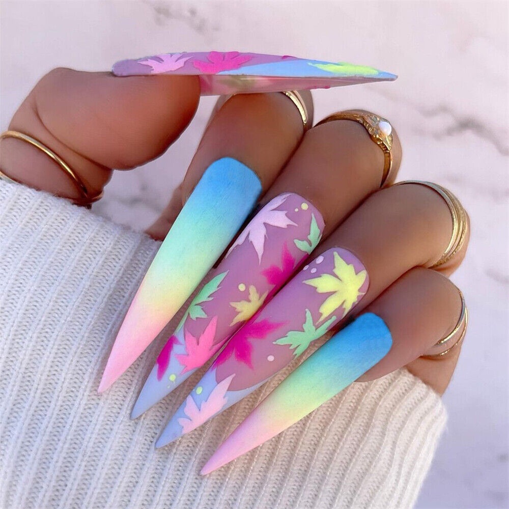Colorful Ombre Press On Nails